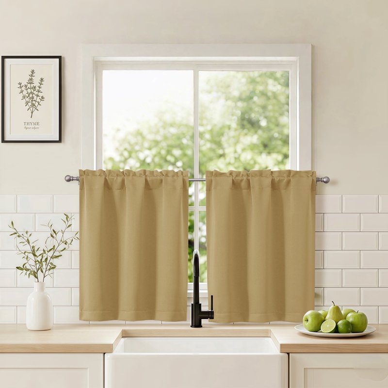 Blackout Curtains 30x30 Inches, Rod Pocket Kitchen & Small Window Tiers, 2 Pack