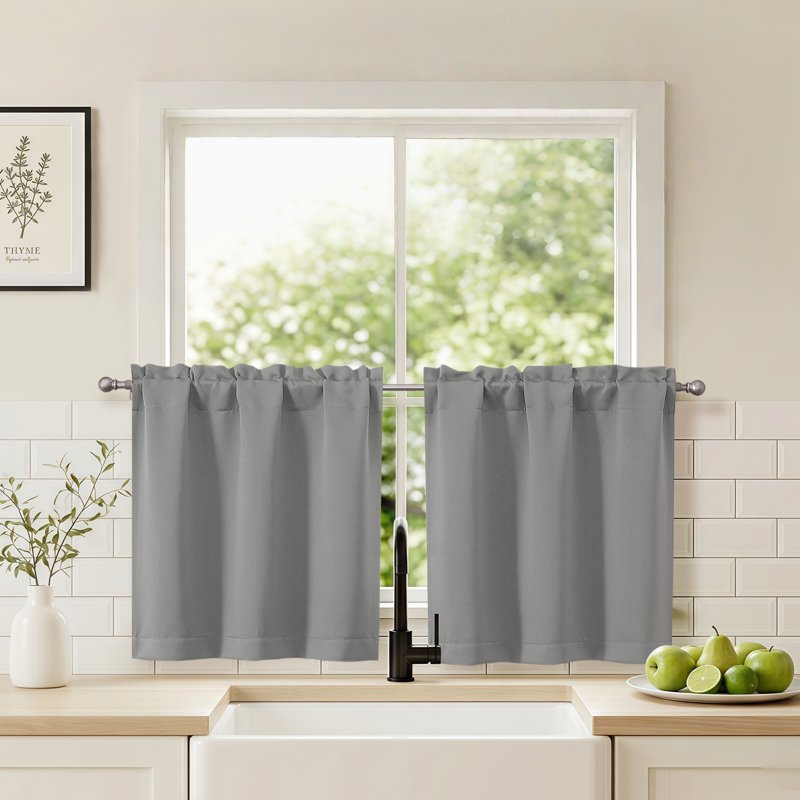 Blackout Curtain Panels 24 Inch Length for Small Windows - 2 Pack