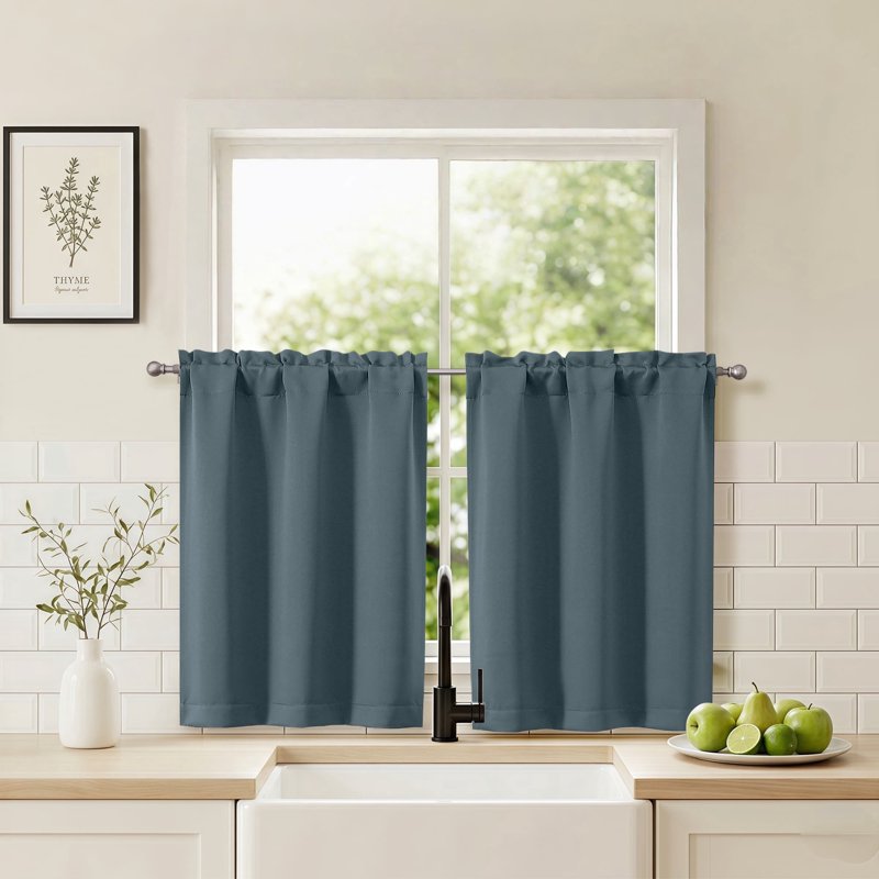 Blackout Curtain Panels 30x36 Inches for Small Windows - 2 Pack