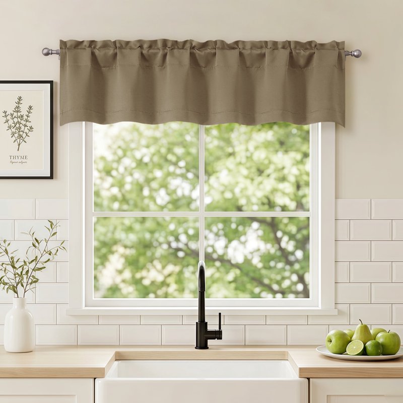 Blackout Window Valance for Living Room & Bedroom - Elegant Rod Pocket Design