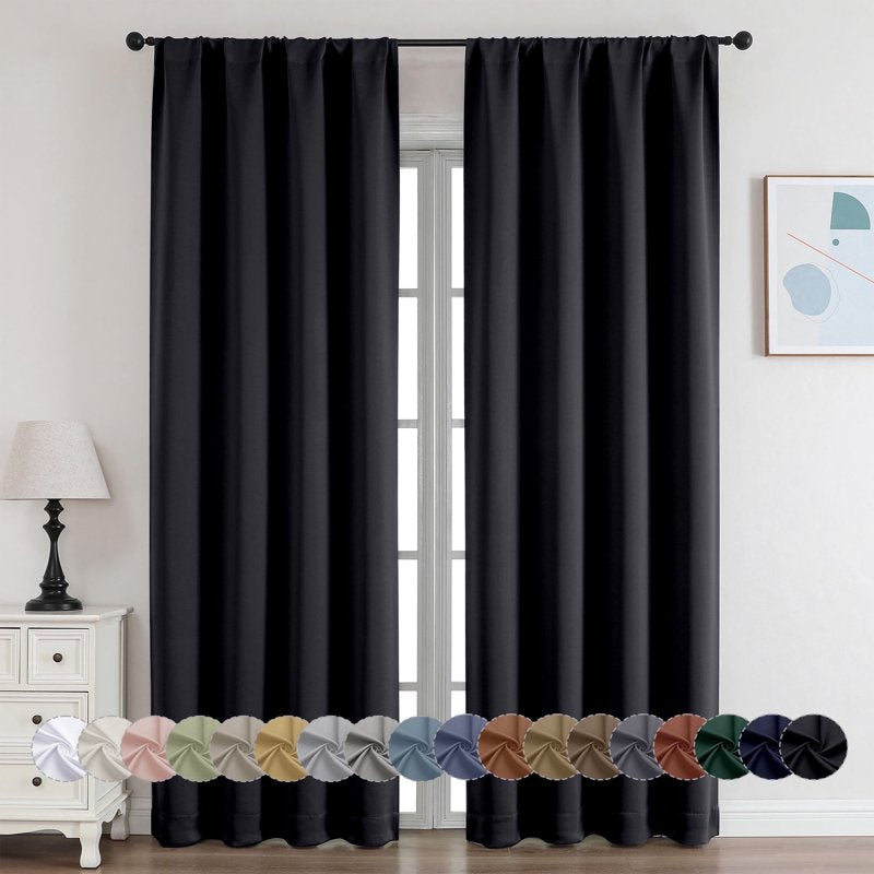 Blackout Window Curtains Set of 2 - Thermal Insulated Room Darkening Drapes