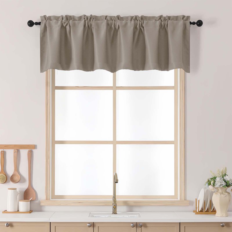 Window Valance Curtain 60x18 Inches for Kitchen Bedroom Living Room - Multiple Colors