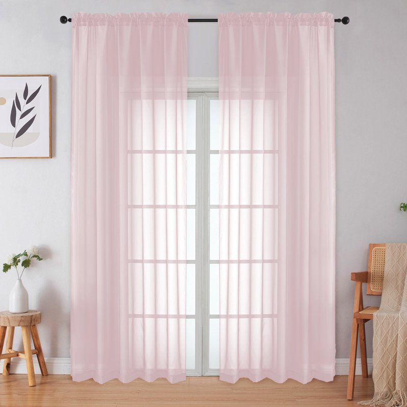 Sheer Curtains 90 Inch Long Set for Living Room & Bedroom - Light & Elegant Voile Drapes