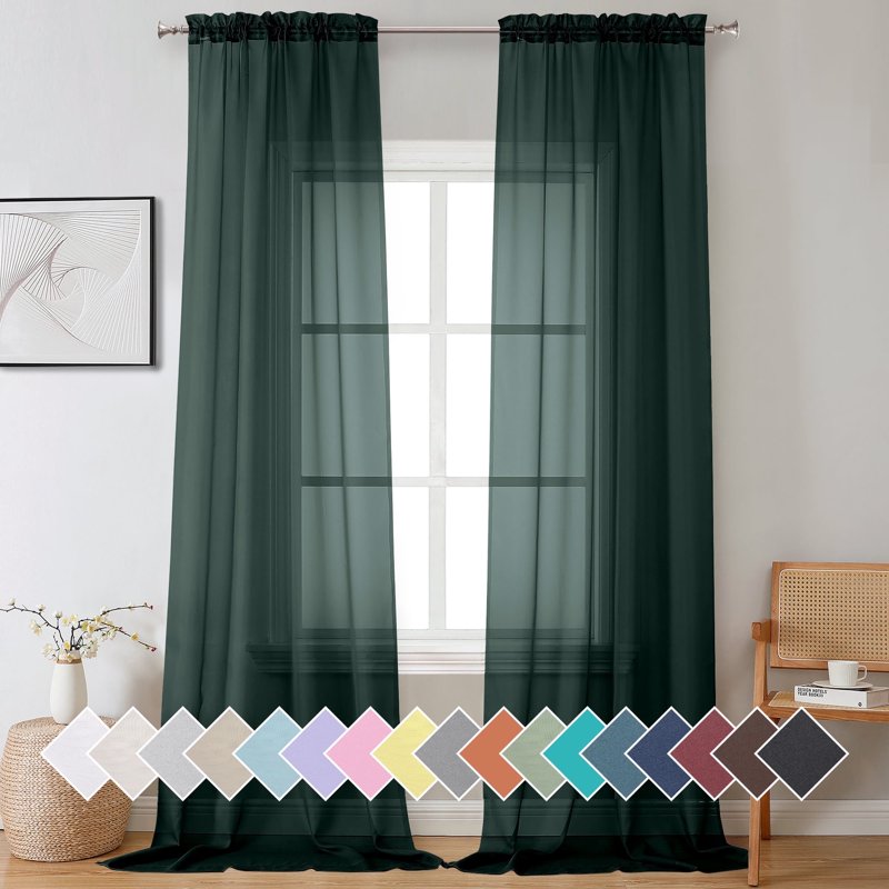 Light Filtering Sheer Curtains 2 Pack - Oversized, Extra Long Window Drapes