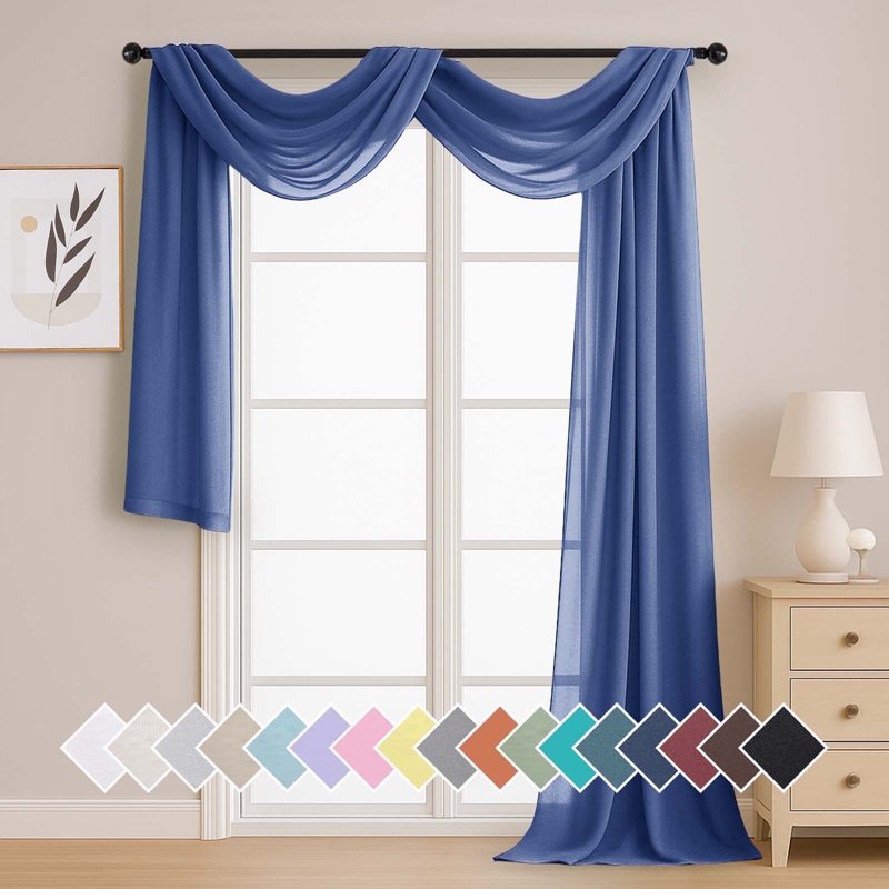 Long Sheer Curtain Valance 216 Inches for Wedding Backdrop & Living Room Decor