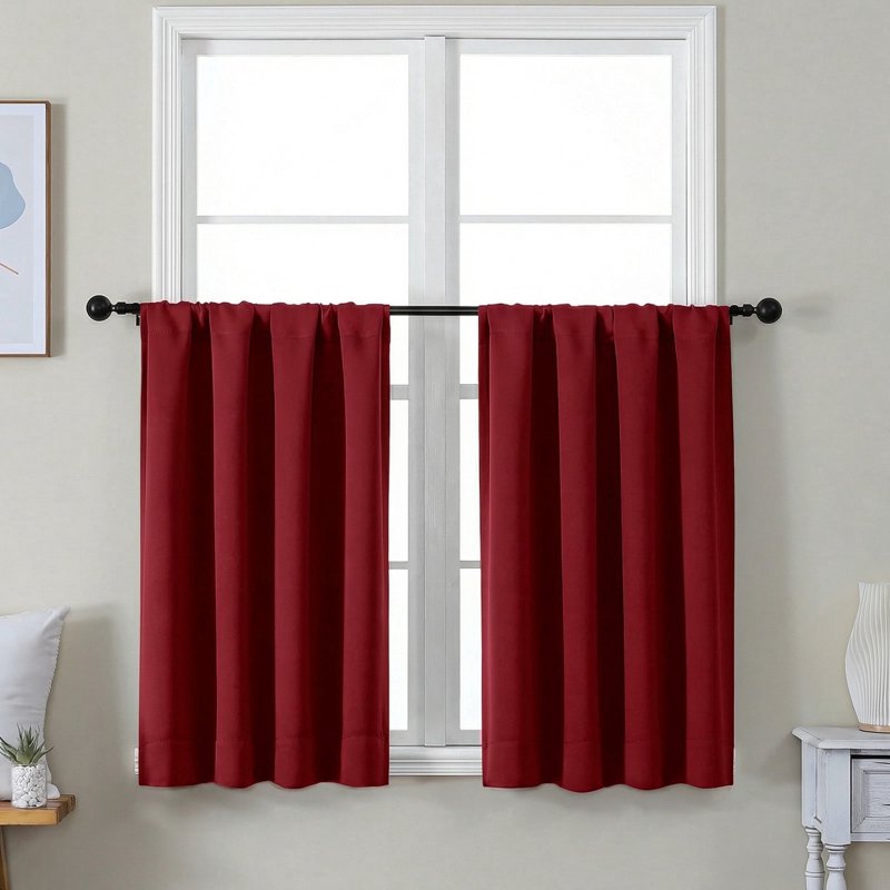 Blackout Curtain Set for Small Windows - Thermal Insulated Rod Pocket Shades