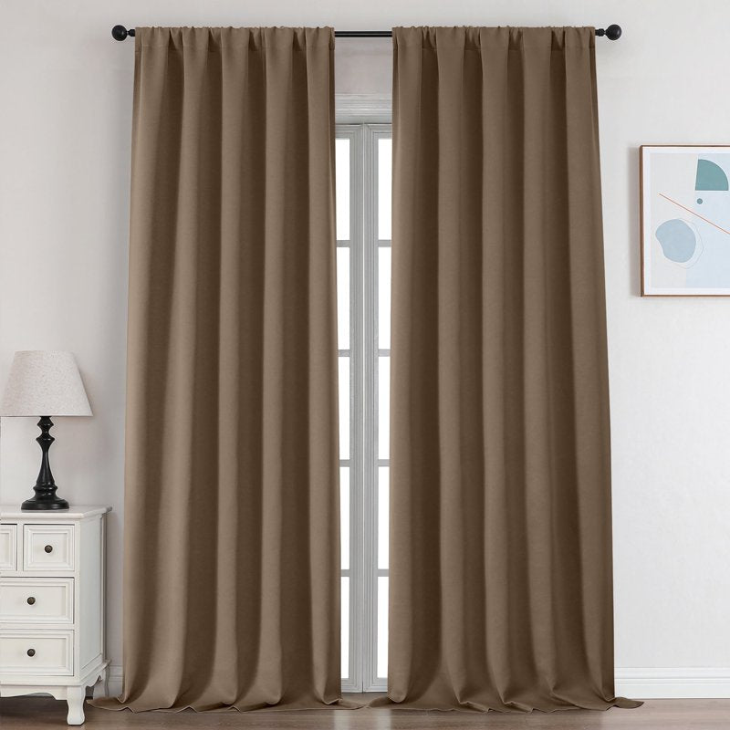 Blackout Curtains 96 Inch Long Room Darkening Drapes with Rod Pocket - Insulated Thermal Window Treatment