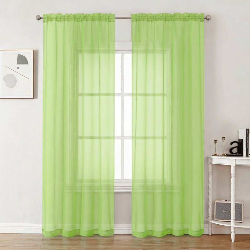 Sheer Curtains Set of 2 - Light Filtering Voile Drapes for Living Room & Bedroom