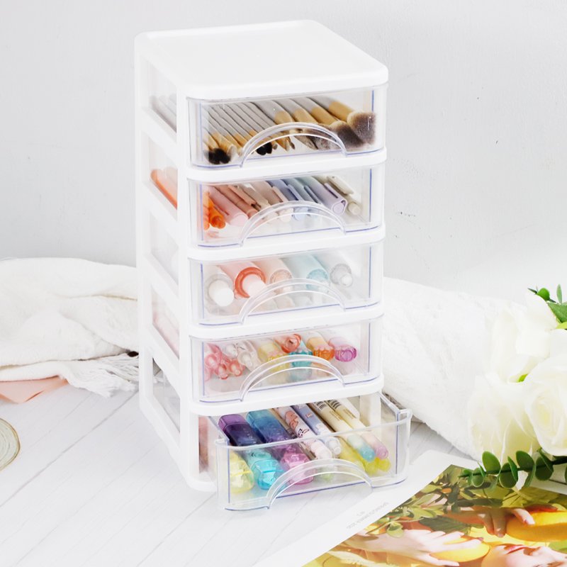 Desktop 5-Drawer Clear Storage Unit – Small Organizer Box, Frame with Transparent Drawers