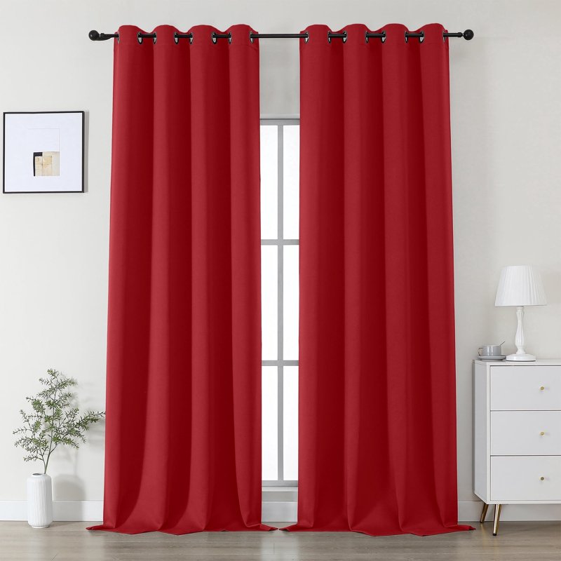 Blackout Curtains 2 Panels Set - Thermal Grommet Drapes for High Ceilings