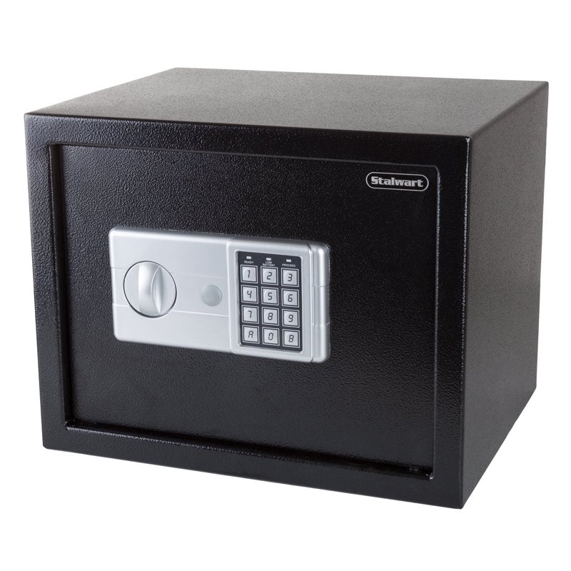 Digital Safe Box with Electronic Keypad & Override Keys - Steel Security Safe - Black