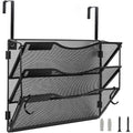 Wall File Organizer with 3 Pockets, Wall Mount or Hanging Folder Holder, Foldable Mesh Office & Home Storage