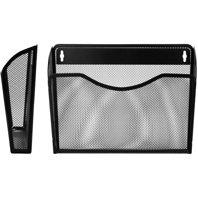 Wall Mount File Organizer with Metal Mesh Pocket for Office & Home