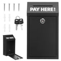 Wall Mounted Metal Donation Box with Lock and Keys for Secure Cash and Suggestion Collection