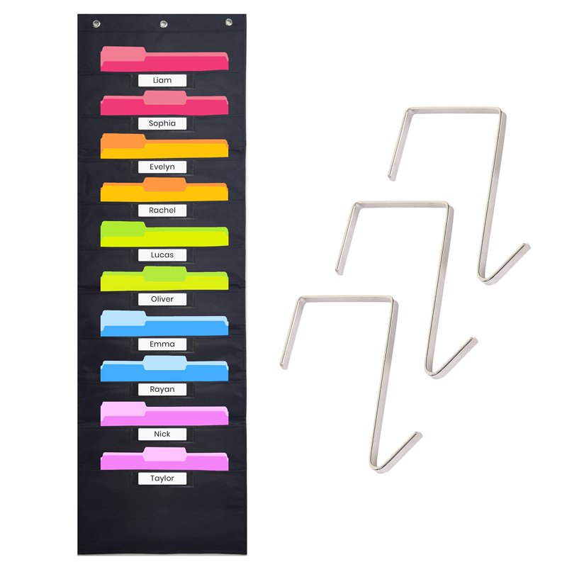 10-Tier Wall Mount File Organizer for Office & Classroom - Heavy Duty Vertical Storage