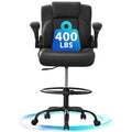 Big & Tall Ergonomic Leather Office Chair with Flip-Up Armrests - Black