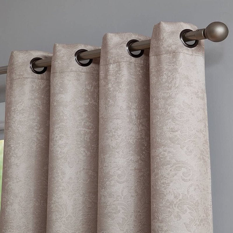 Blackout Curtains with Embossed Damask Pattern - Thermal Room Darkening Drapes