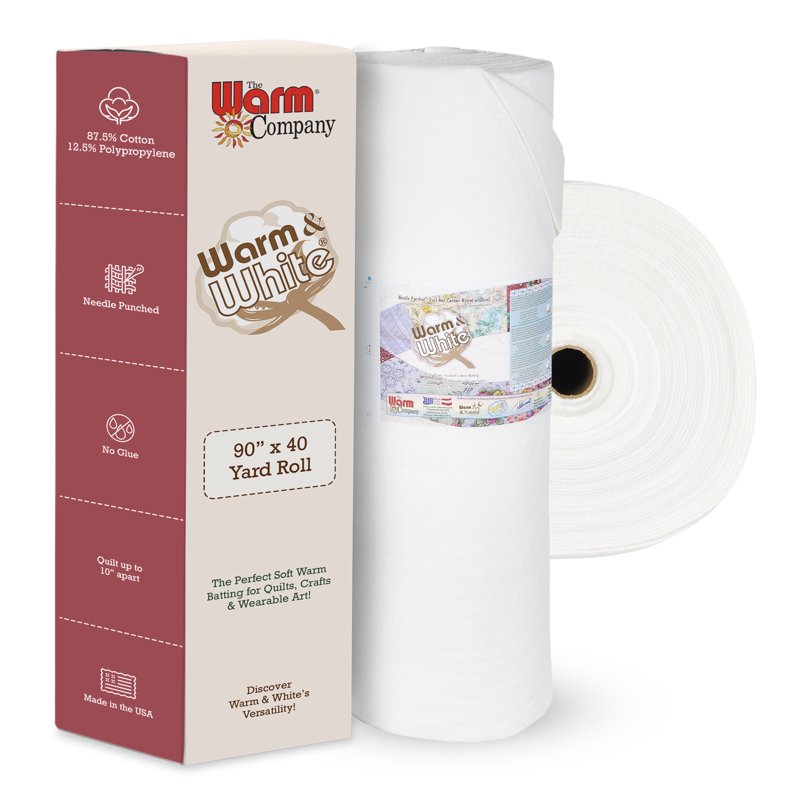 Cotton Batting Quilt Batting White 90x40 Yards for Quilting & Crafts