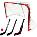 Mini Hockey Goal Set with 30-Inch Metal Net, 2 Player Sticks & Ball - Complete Combo