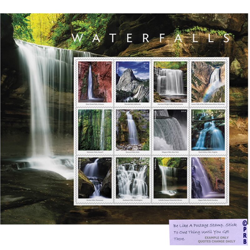 Waterfalls USPS Forever Postage Stamps Sheet of 12 US First Class Nature Collectible