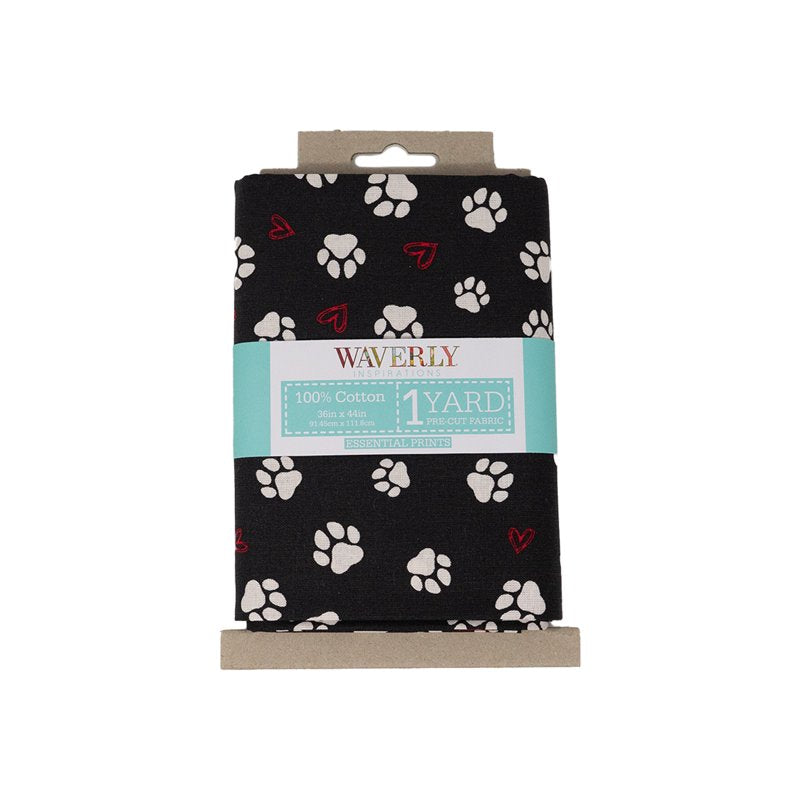 Cotton Fabric for Quilting & Sewing - Paw Love Onyx 1 Yard