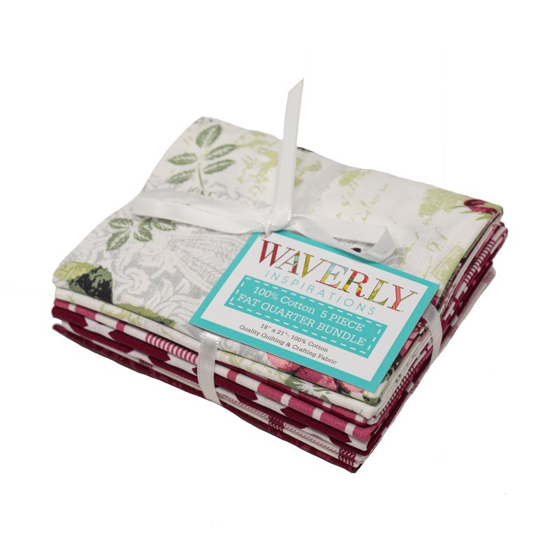 Cranberry Cotton Fabric Bundle for Quilting & Sewing - 5 Pieces 18 x 21 Inches