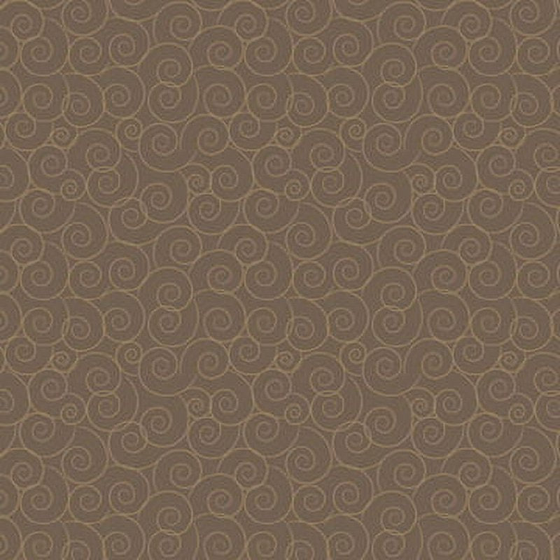 Brown Cotton Sewing Fabric by the Yard - Linda's Scrolls Pattern, 44 Inches Wide