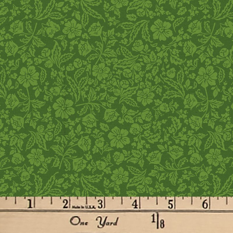 Cotton Sewing Fabric Paris Floral Green - Cut by the Yard, 44 Inch Wide