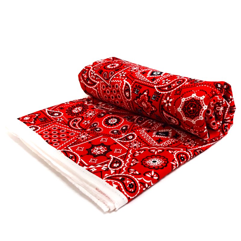 Cotton Bandana Fabric - Red 3-Yard Precut for Sewing & Craft Projects