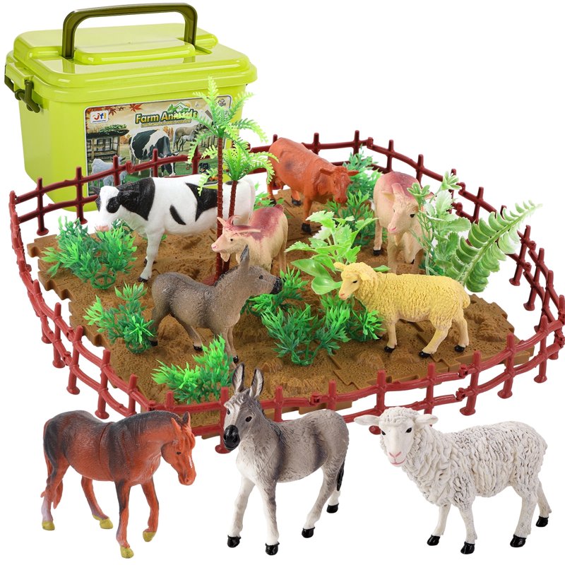 Farm Animal Playset with Figurines, Fences & Accessories for Kids — Educational 56 PCS