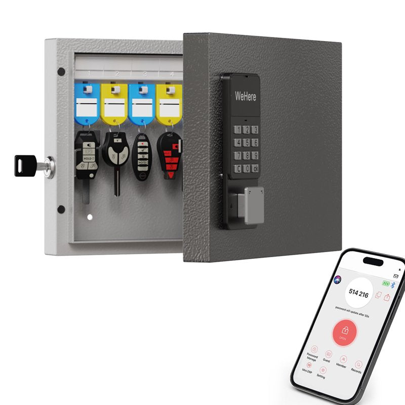 Smart Wall Mount Key Lock Box with Multiple Access Methods - Durable Steel
