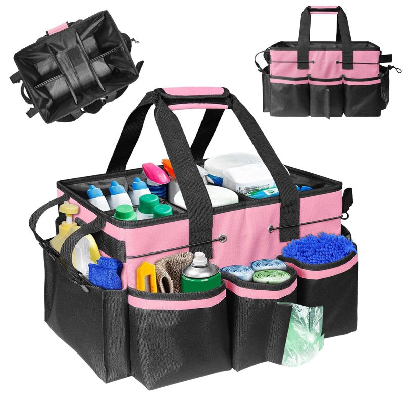 Wearable Cleaning Caddy Bag with Shoulder Straps for Organizing Supplies