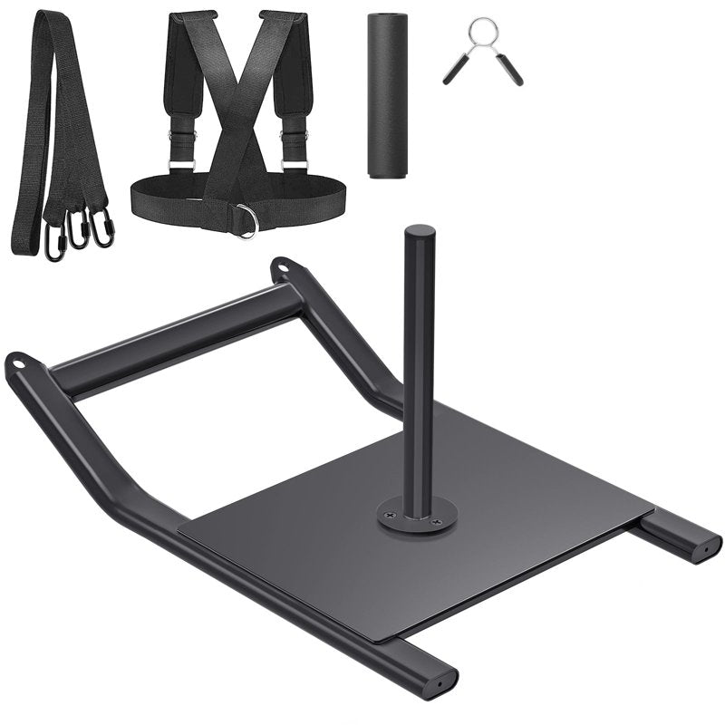 Weighted Sled for Speed & Strength Training - Fits 1" & 2" Plates, Black