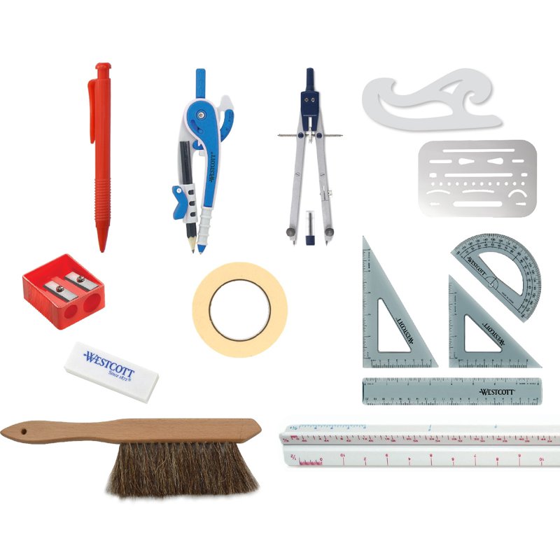 15-Piece Architectural Drafting & Design Math Tool Kit for Beginners