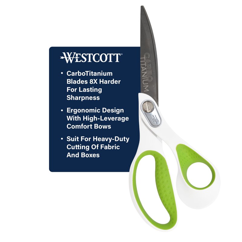 Carbo Titanium Bent Scissors 9-Inch - Westcott Crafting & Sewing