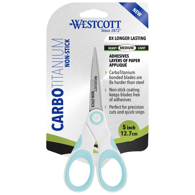 Craft Scissors, 5-Inch Carbo Titanium Non-Stick blades, White/Blue