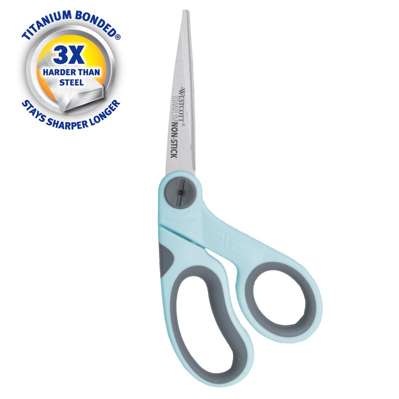 8" Titanium Bonded Non-Stick Bent Craft Scissors with Adjustable Glide