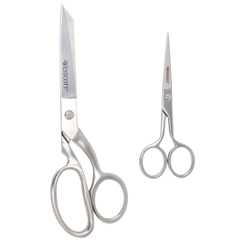 Fabric & Paper Craft Scissors 8in & 5in Set - Durable Steel Dressmaker Shears