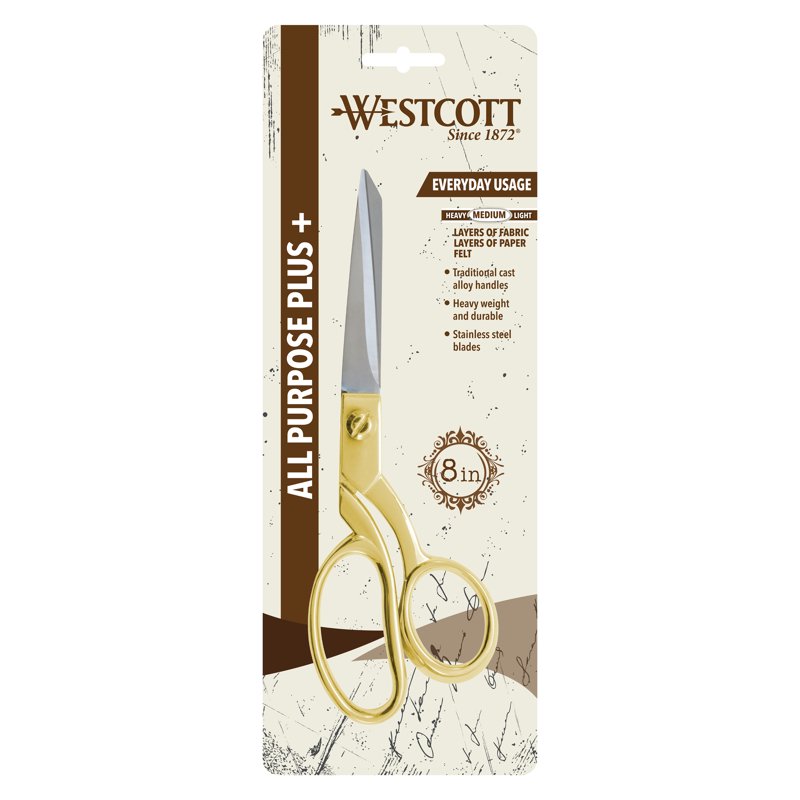 8 Inch Gold Stainless Steel Fabric Scissors - Heavy Duty Craft & Sewing Shears