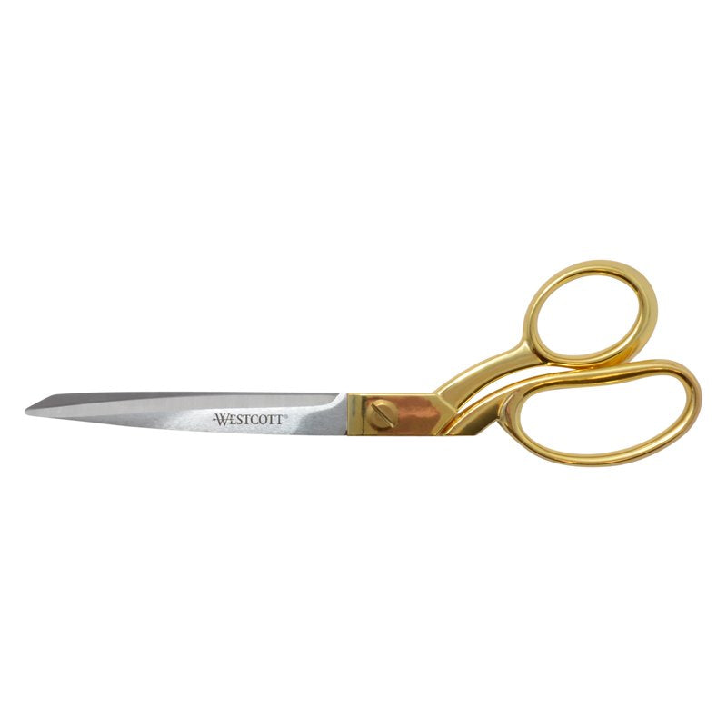 Stainless Steel Fabric Scissors with Gold Handles - 9 Inch Bent Sewing & Office Shears
