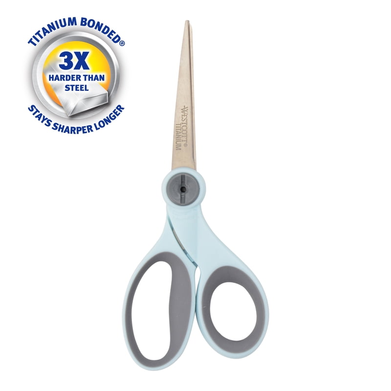 7-Inch Titanium Bonded Sewing Scissors with Micro-Tip & Adjustable Glide - Light Blue