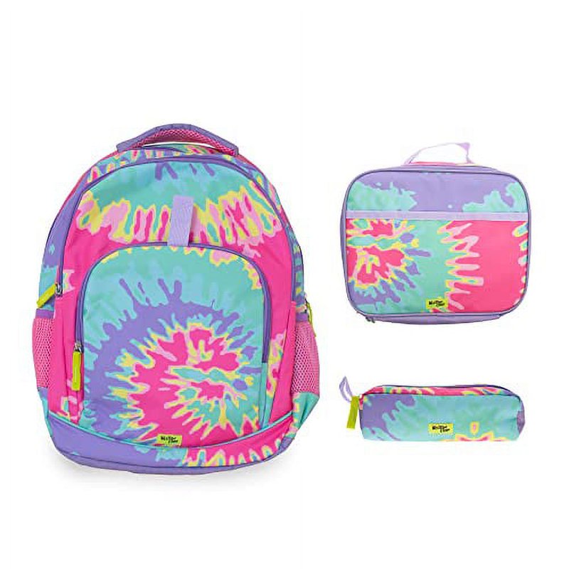 Kids Tie Dye Backpack Bundle with Lunch Box & Pencil Pouch - Adjustable & Water-Resistant