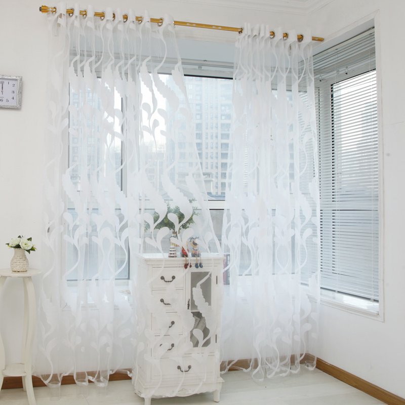 Sheer Curtain Panel with Wheat Embroidery for Bedroom & Living Room - 78"L x 39"W