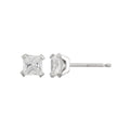 White CZ Sterling Silver Square Martini Earrings - 4mm Sparkling Studs