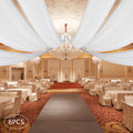 White Ceiling Drapes for Wedding - 6 Panels 5FT x 30FT Chiffon Backdrop