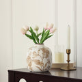 White Ceramic Floral Tabletop Vase - Home Decor Accent