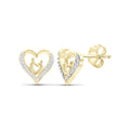 White Diamond Accent 14K Gold Over Silver Mother and Child Heart Earrings