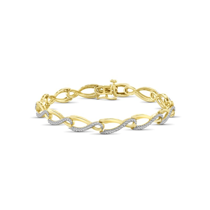 Gold-Plated Diamond Accent Bracelet 7.5 Inch Jewelry for Women