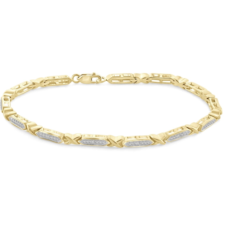 Diamond Accent 14kt Gold Plated Brass Bracelet - 8 Inch Dainty Jewelry