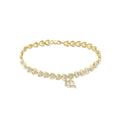 Heart Bracelet with Diamond Accents - 14kt Gold Plated Brass, 7.5in